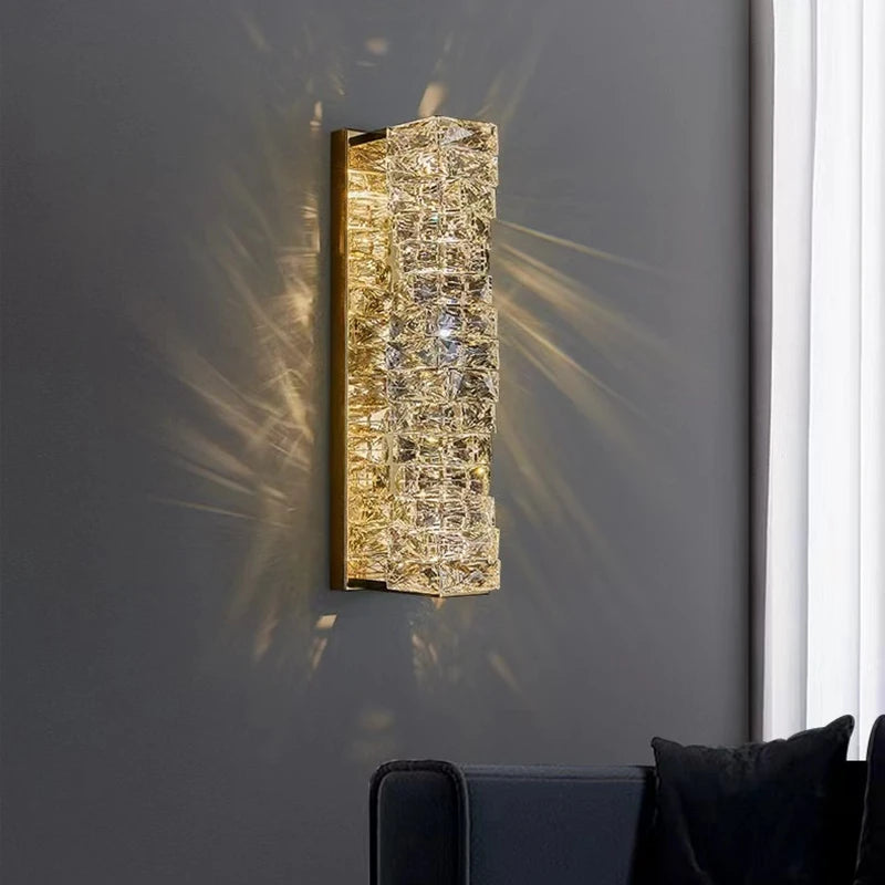 Luxury Crystal Wall Lamp Modern LED Sconce Chrome Gold Mirror Wall Light For Living Room Bedroom Aisle Indoor Decor Vanity Light