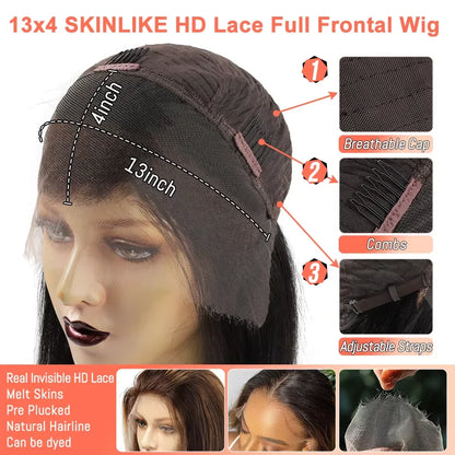 Ultra Fitted Glueless 250% 13x6 Real HD Lace Front Wigs Pre plucked Body Wave 13x4 HD Full Frontal Human Hair Wig For Women 30in