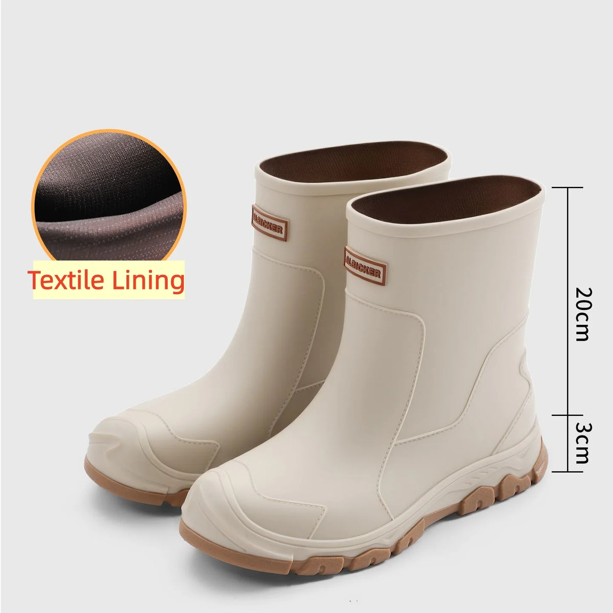 Mens High Top Rain Boots Mid Tube Couple Chef Shoes Thick Soled Long Tube Boot Outdoor Plush Warm Casual Boots Winter Water Shoe