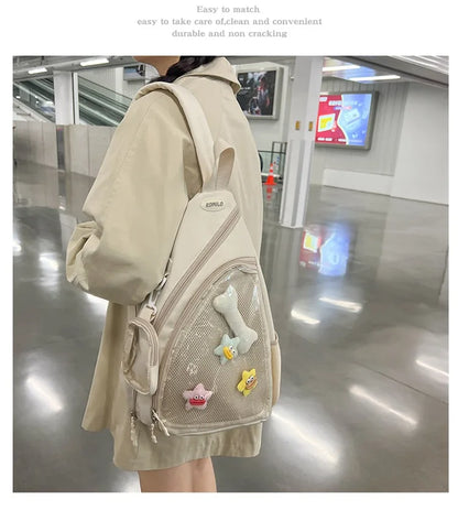 Casual Travel Transparent Zipper Shoulder Bag Vintage Women All Match Simple Ita Bag Y2K Girls Fashion Crossbody Bags Handbags