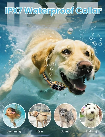 Smart 2-in-1 Auto Anti-Bark and Shock Collar for All Size Dogs,3300FT Remote Electric Collar,IPX7 Waterproof Dog Training Collar