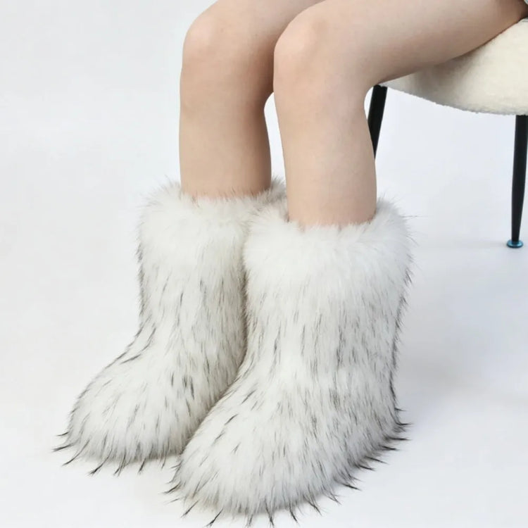 Winter Fluffy Women's Faux Fur Boots Plush Warm Woman Snow Boots 2026 Luxury Girls Furry Platform Boots Women's Ankle Boots