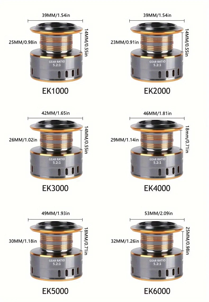 BILLINGS Spinning Reel 12KG Max Drag 5.2:1 Gear Ratio Metal Spool Durable Professional Fishing Reels, Multipurpose for Freshwater Saltwater Bass Trout Salmon Fishing