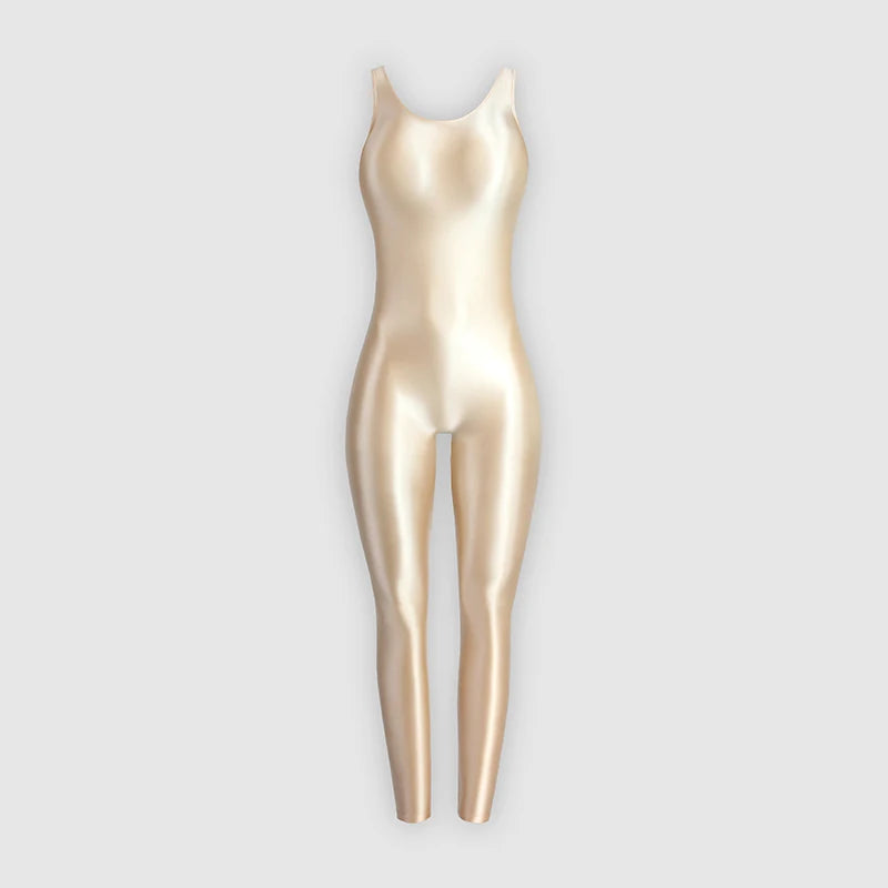 XClocKNYoung satin glossy Skin Bodysuit sports yoga Jumpsuits XClocKNYoung high Stretch satin glossy bodysuit