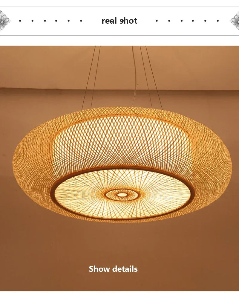 40/50/60/80cm Bamboo Pendant Lights Room Decor Chinese Style Hanging Light Bedroom Kitchen Restaurant Chandeliers Suspen Lamps