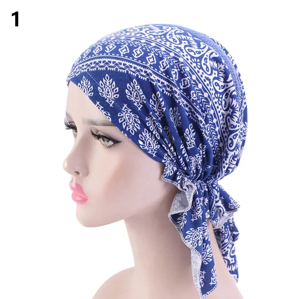 2020 NEW Fashion Women Flower Muslim Ruffle Cancer Chemo Hat Beanie Scarf Turban Head Wrap Cap Printed Headwear Lady Hats