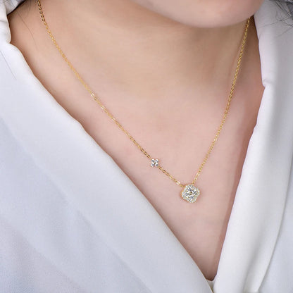 Rrjzz GRA Certified D-Color VVS1 Moissanite Pendant Necklace Lab Created Imitation Diamond for Women Charm Necklace Jewelry Gift