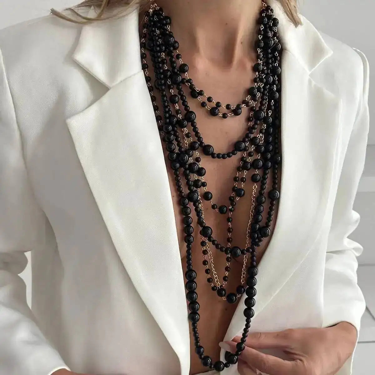 KunJoe Luxury Multilayer Imitation Pearl Long Tassel Necklace for Women Bridal Elegant Pendant Sweater Chain Wedding Jewelry New