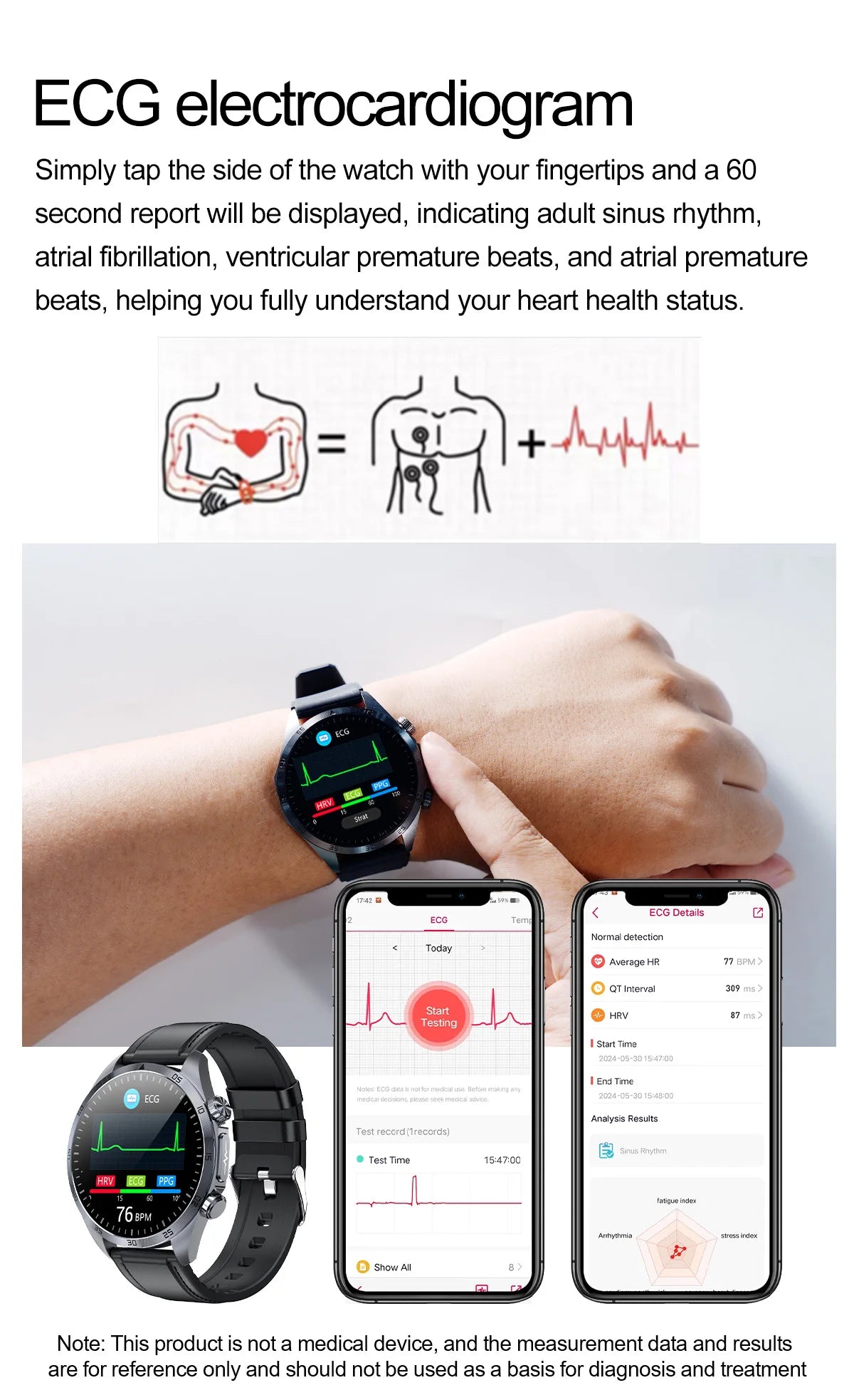 2026 New Medical Grade ECG Smart Watch Laser Treatment Accurate Measurement Blood Lipid Blood Oxygen BMI Sport Health Smartwatch