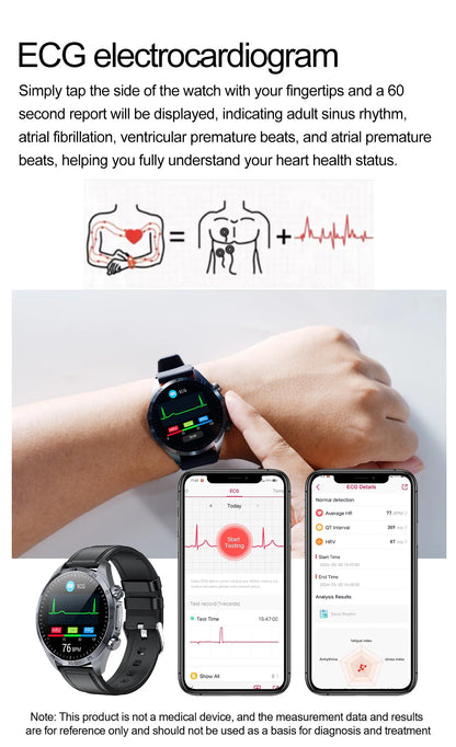 2026 New Medical Grade ECG Smart Watch Laser Treatment Accurate Measurement Blood Lipid Blood Oxygen BMI Sport Health Smartwatch