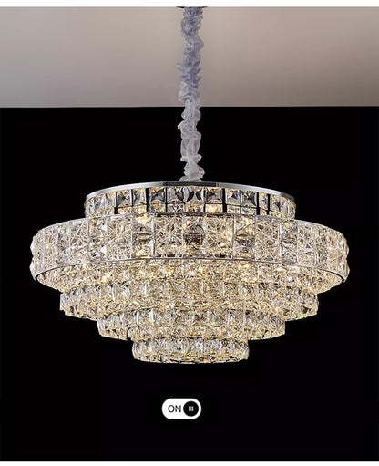 Luxury Glittering Crystal Long Pendant Lights Modern Lustres LED Oval Hanging Lamps for Ceiling Home Decor for Dining Room