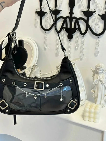 Inner Spicy girl small ITABAG ancient shoulder bag New trendy Y2k Japanese ita bag PU +Nylon cloth women's bags