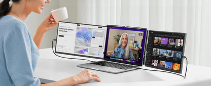 Dopesplay 15.6 inch Triple Screen Extender for Laptop Mini PC 1080 FHD IPS External Extension Portable Dual Monitor For MAC Wins
