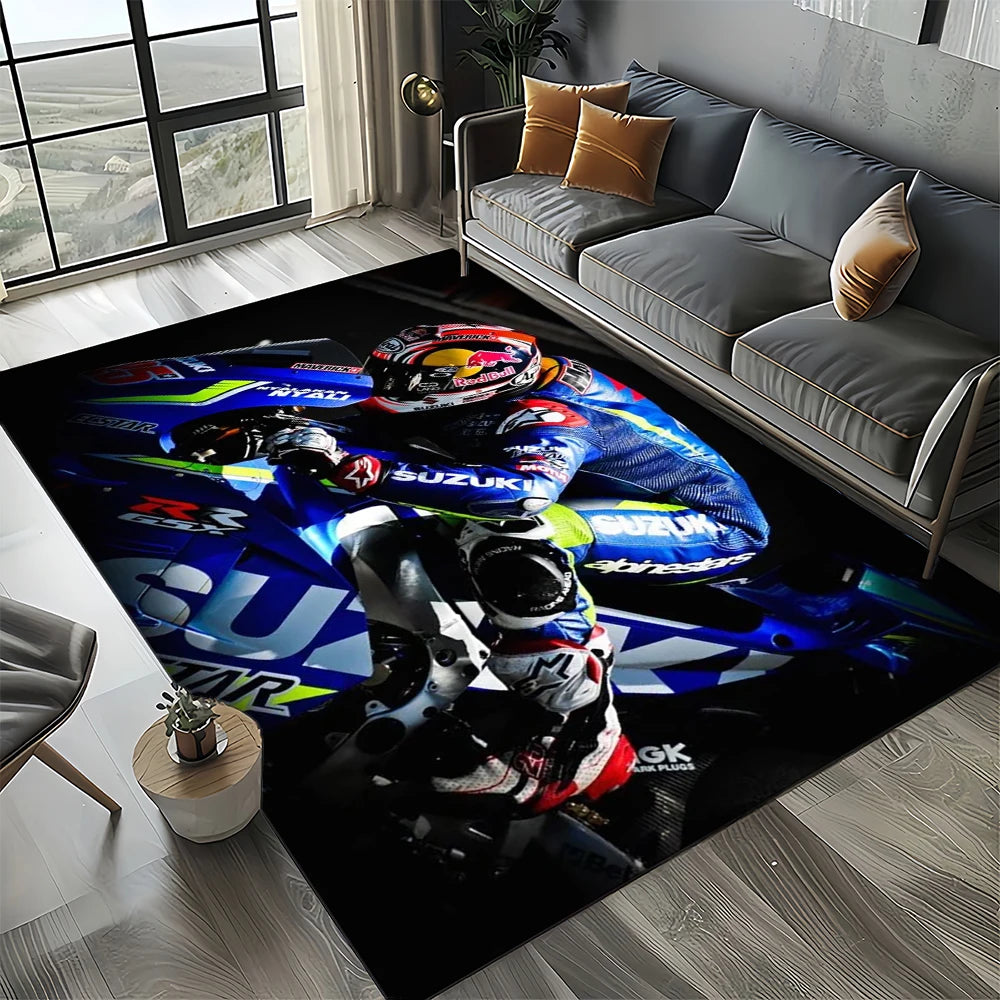 2025 Racing Car S-SUZUKI Logo Motorcycle Carpet Rug for Bedroom Living Room Home Sofa Decoration,kids Play Decor Floor Mat Gift