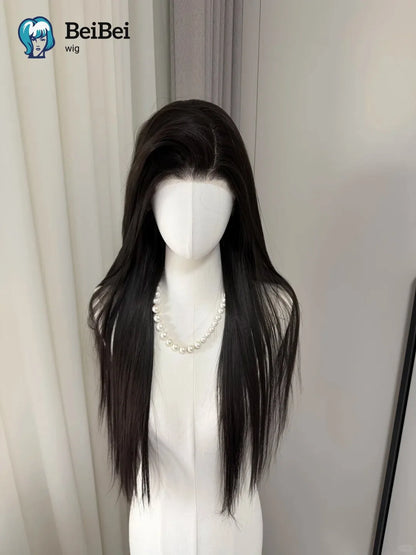 13x6 Lace Front Wig for Women 26inch Straight Lace Front Wig Nature Black Cosplay Synthetic Wigs Peruca Wigs for Party Daily Use