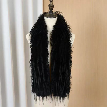 Fashion  Long Strip Scarf Thick Fluffy Imitation Mink Fur Y2K Girl Scarf Luxury Classic Soft Shawl Ladies Tassels Scarf