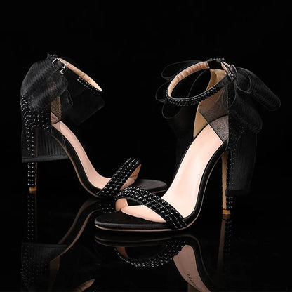 Summer New brand Fashion Bowknot Beading Women Gladiator Sandals Luxury Pearls White thin High heels Wedding Bridal Party Shoes