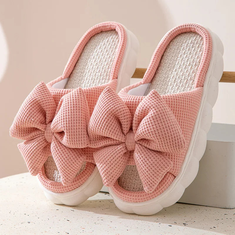 Platform Women's Slippers Home Bowknot Luxury Designer Shoes Girl Indoor Spring Summer Trend Footwear Flat Casual Elegant Slides
