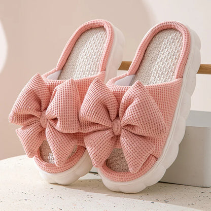 Platform Women's Slippers Home Bowknot Luxury Designer Shoes Girl Indoor Spring Summer Trend Footwear Flat Casual Elegant Slides