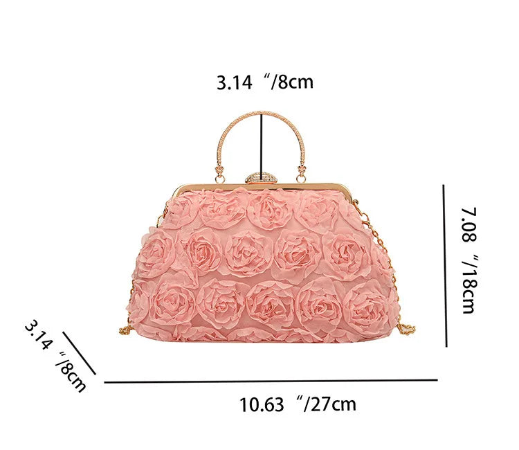 Luxury Satin Floral Bride Party Evening Clutch Bag Women Wedding Purses and Handbags Small Shoulder Chain Bag Designer Bag