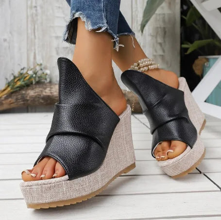 2026 New Women's Wedges Slippers Summer Thick Soled Luxury Shoes Super High Heels Fashion Open Toe Ladies Comfortable Slippers