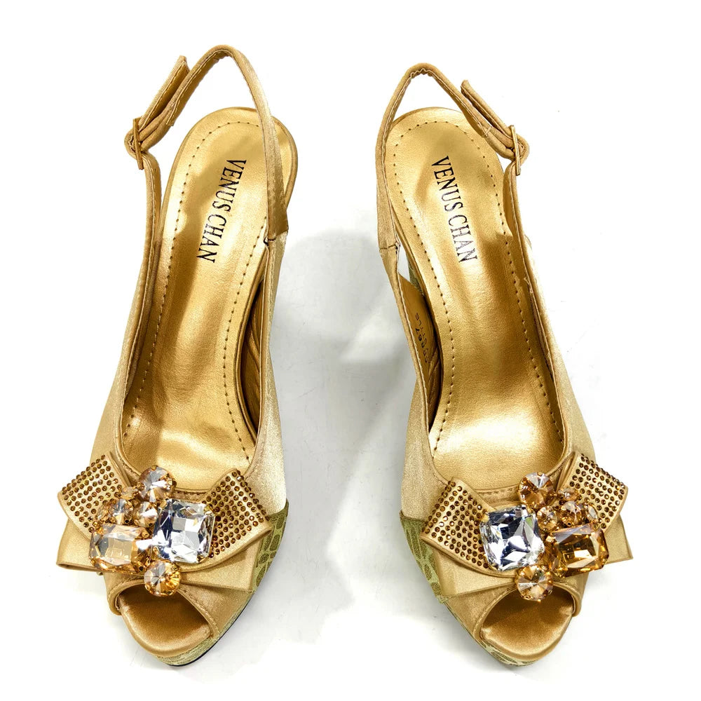 Elegant Women Heels for Party Open Toe Special Material Design Rhinestone Italian Only Sandals and Set to Choose 2024