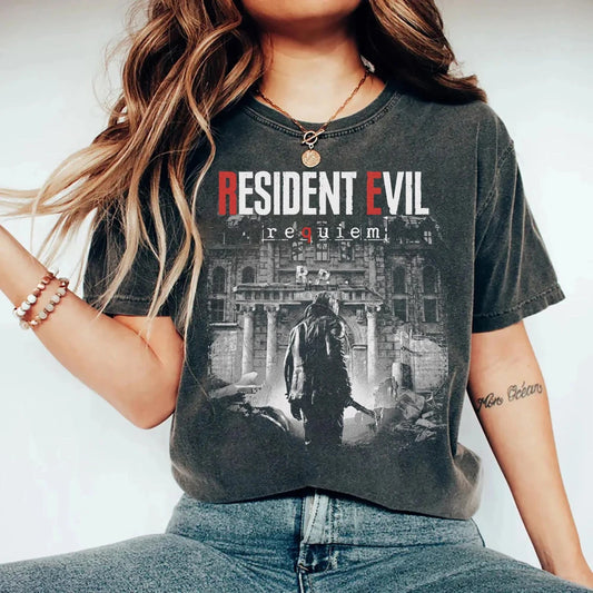 Resident Evil Requiem Shirt Leon S Kennedy Tee Grace Ashcroft Victor Gideon Graphic Short Sleeve Women Men for Spring Summer