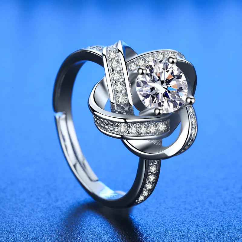 925 Sterling Silver Ring Heart AAA Zircon Open adjustable Engagement For Women Wedding Fashion Jewelry Party Gifts