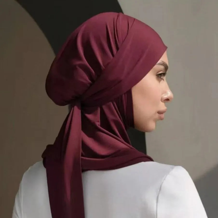 Bandage Instand Hijab Scarf for Muslim Women Plain Headscarf Head Wraps Islamic Turban Femme Musulman Headband Scarves