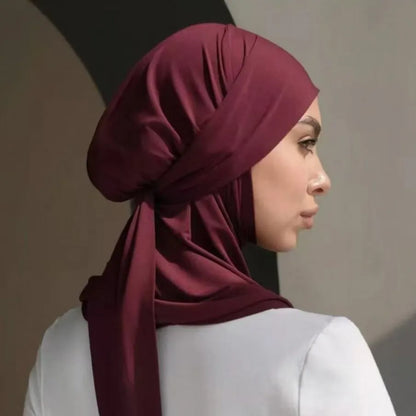 Bandage Instand Hijab Scarf for Muslim Women Plain Headscarf Head Wraps Islamic Turban Femme Musulman Headband Scarves