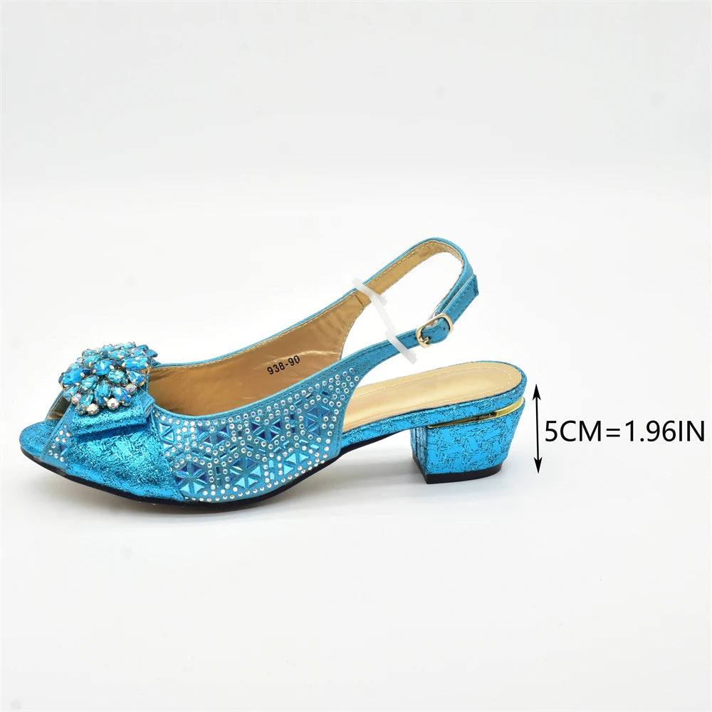 New Design Women Shoes and Bags To Match Set Nigeria Party Italian Shoe and Bag Set for Party in Women Rhinestone Women Pumps
