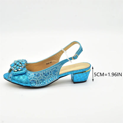 New Design Women Shoes and Bags To Match Set Nigeria Party Italian Shoe and Bag Set for Party in Women Rhinestone Women Pumps