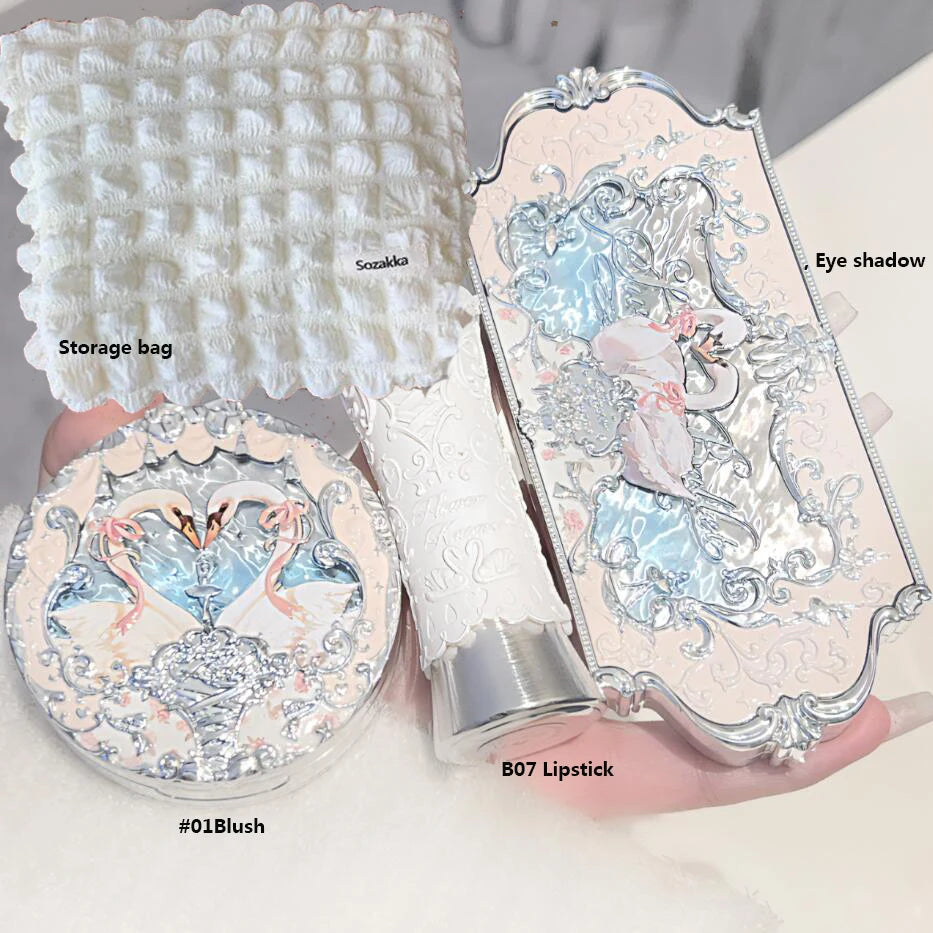 Flower Knows Makeup Set Box Full Swan Bear Garden Collection Embossed Blush Shine Lipstick Kit Foundation  All in Maquiagem Kit