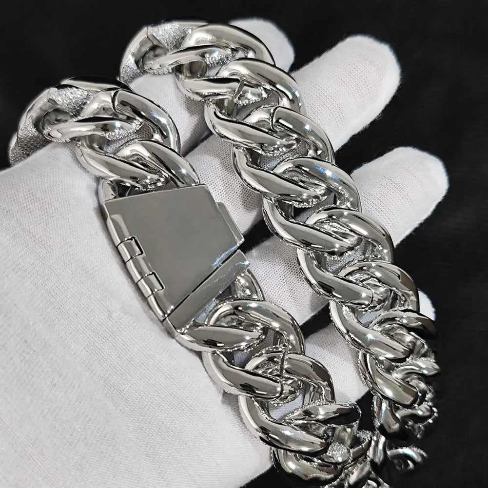 Luxury Jewelry 24mm Diamond Chain Men Iced Out Bling CZ Silver/Gold Plated Rapper Hip Hop Thick Cuban Link Necklace Gift for Him