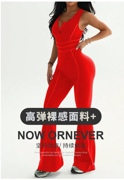 THRUM Fashion Open Back Waist Cutout Sleeveless Yoga Bodysuit Slimming All-in-one Outfit for Daily Gym Training Outdoor Sports