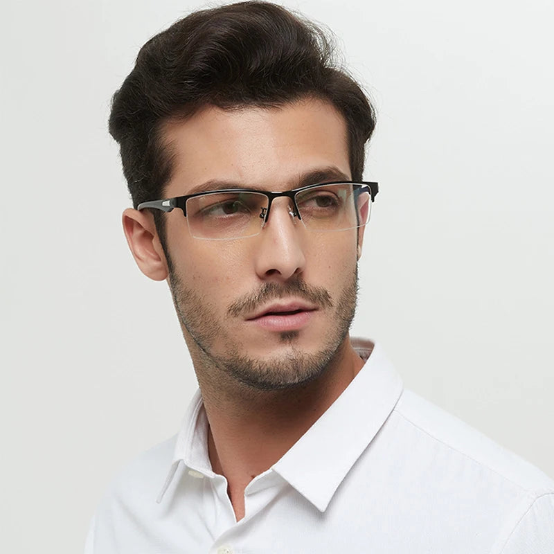 Smart Progressive Photochromic Reading Glasses Men TR90 Multi-Focus Anti Blue Ray Business Eyeglasses Fashion Half-Frame +2.5