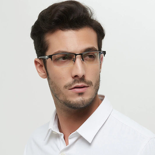 Smart Progressive Photochromic Reading Glasses Men TR90 Multi-Focus Anti Blue Ray Business Eyeglasses Fashion Half-Frame +2.5