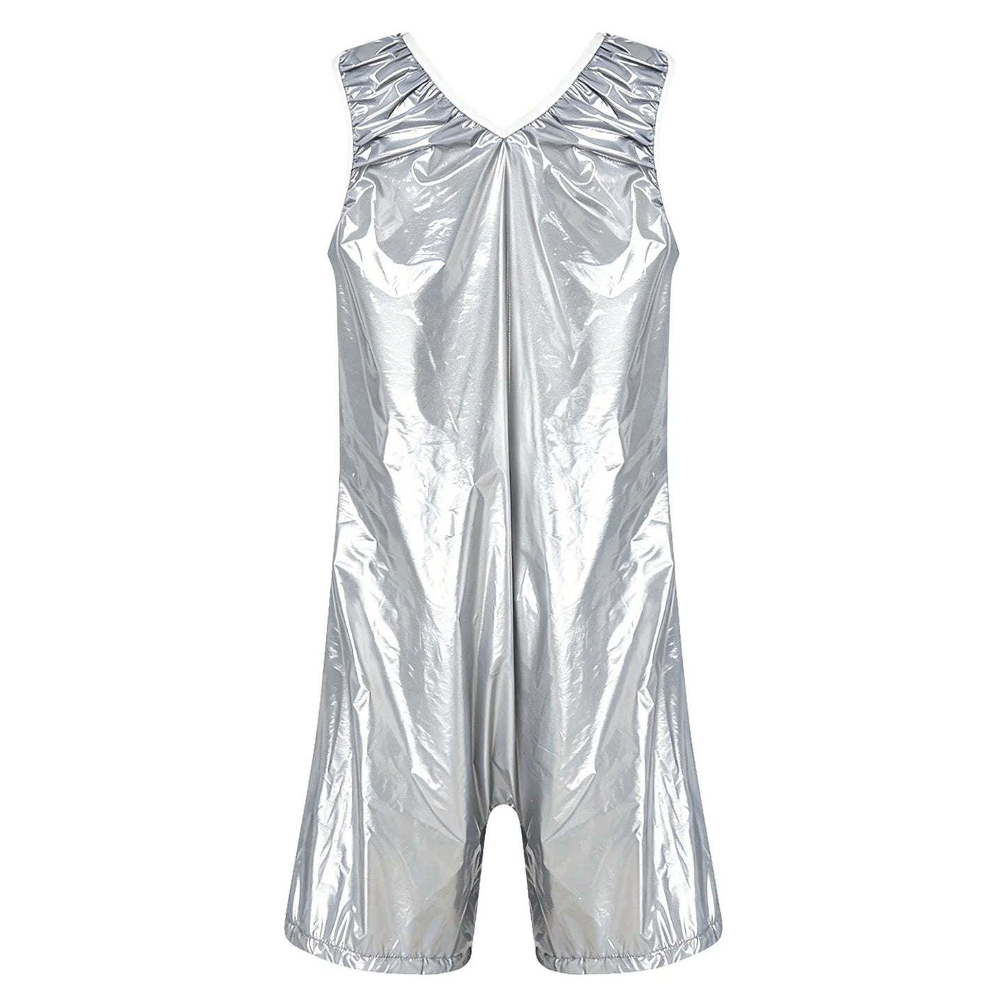 Womens Waterproof Rompers Adaptive Nightwear Glossy Sleeveless Buttons Crotch Bodysuit Sports Swimwear Special Needs Clothing