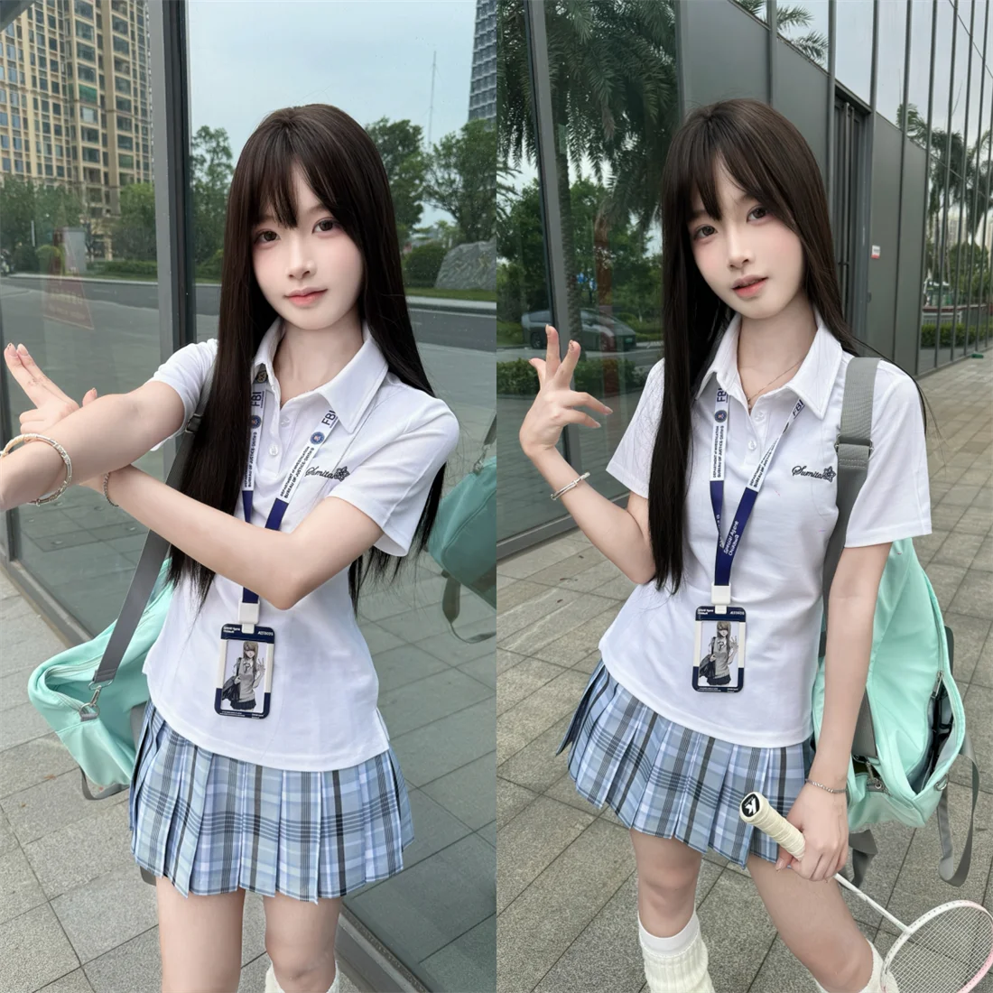 Japanese JK Uniform Polo Shirt and Skirt Suit Spring and Summer Wear Genuine All-match College Style Female Cute Lady Quiet