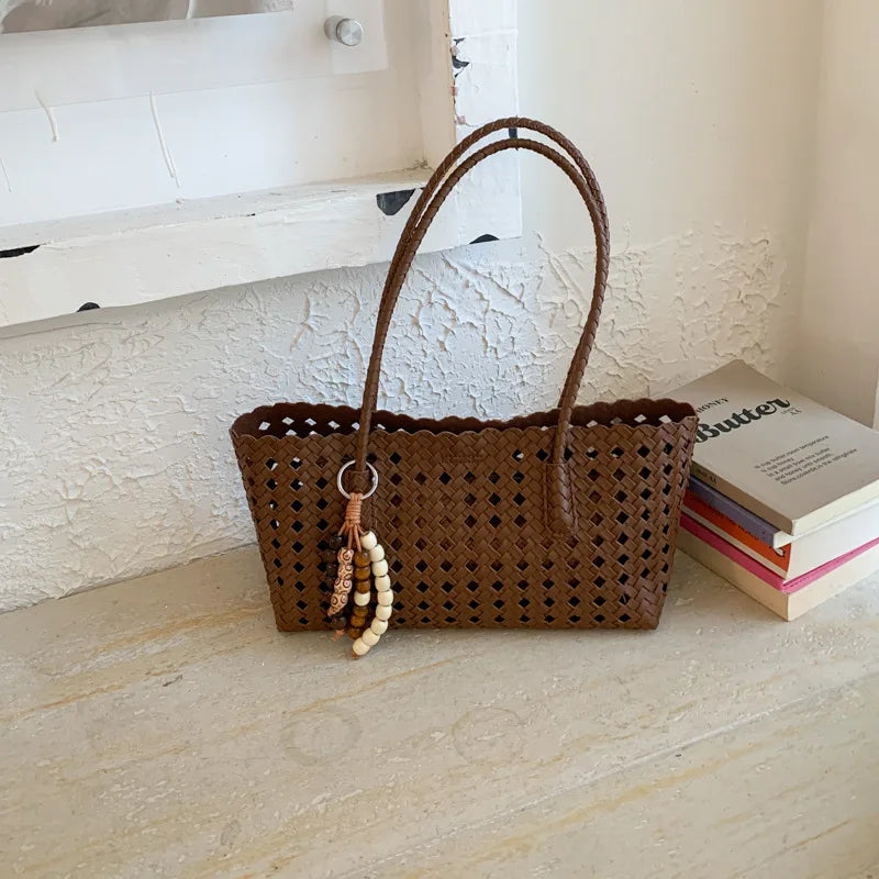 Weave Hollow Out Shoulder Bags for Women 2026 Summer Luxury Designer Hand Bag Females Beach Bags Handbags and Purses