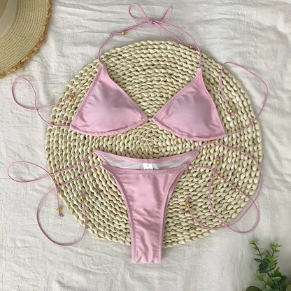 Bathing Suit Women Micro Bikini Sexy Swimsuit Female Swimwear Solid Mini Bikini Set Brazilian Biquini Swimming Suits Beachwear