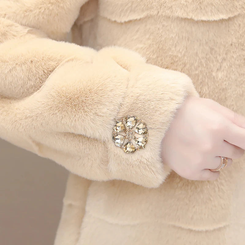 2025 New Women Winter Thick Loose Warm Outwear Plush Hooded Jacket Female Women Mink Velvet Luxury Natural Real Mink Fur Coats