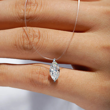 Moissanite Transparent Fishing Line for Women Mermaid Tears Necklace Creative Women's Moissanite Diamond Clavicle Chain