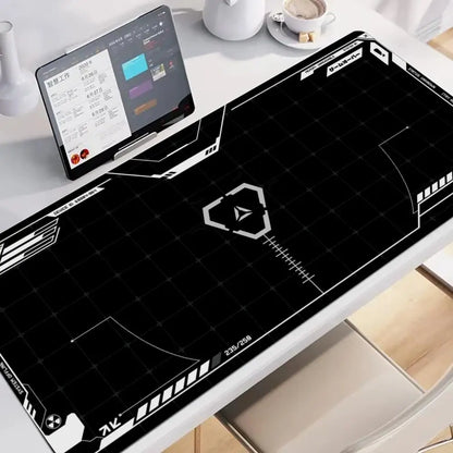 Gaming Mouse Pad Black White HUD Grid XXL Desk Mat Non Slip Rubber Waterproof Keyboard Mat PC Playmat Speed Extension XXL