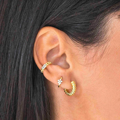 White Color Zircon Hoop Earrings 925 Sterling Silver Needle Cross/Star/Flower/Water Drop Pendant Gold Earrings Luxury Jewelry