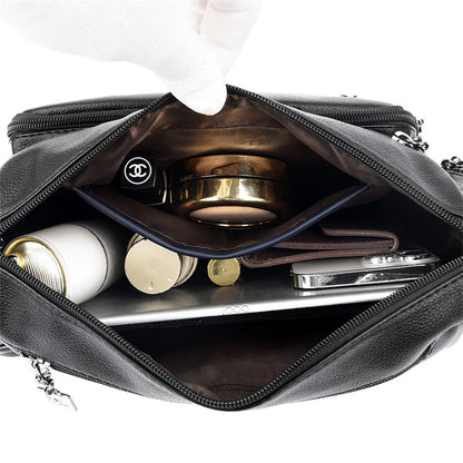 Many Pockets Women Leather Top-handle Bag Luxury Designer Female Shoulder Messenger Shopper Bags Brand Ladies Crossbody Handbags