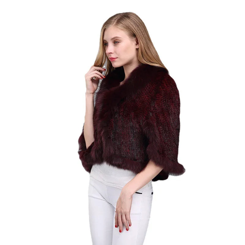 2026 New Real Natural Mink Fur Pashmina Women Fashion Knitted Mink Fur Scarf Lady Real Mink Fur And Fox Fur Collar Poncho Shawl