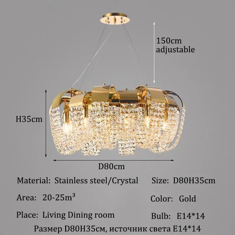 2025 New Home DecorationPendant Lights Luxury Crystal Living Room Chandelier Bedroom Pendant Lamp Ceiling Light  Indoor Lighting