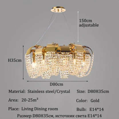 2025 New Home DecorationPendant Lights Luxury Crystal Living Room Chandelier Bedroom Pendant Lamp Ceiling Light  Indoor Lighting