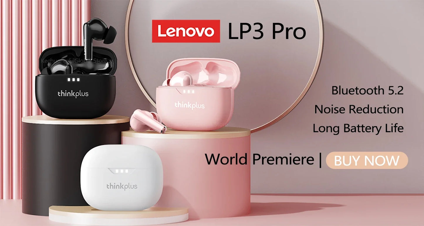 Original Lenovo Lp3 Pro TWS Earphones Wireless Bluetooth 5.3 Earbuds HIFI Sound Noise Reduction HD Call Low Latency Headphones